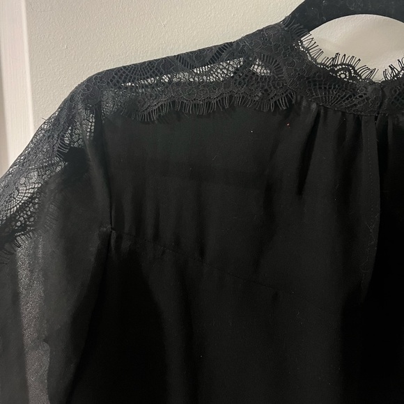 WHBM Black Sheer Lace Top - S - Picture 5 of 10